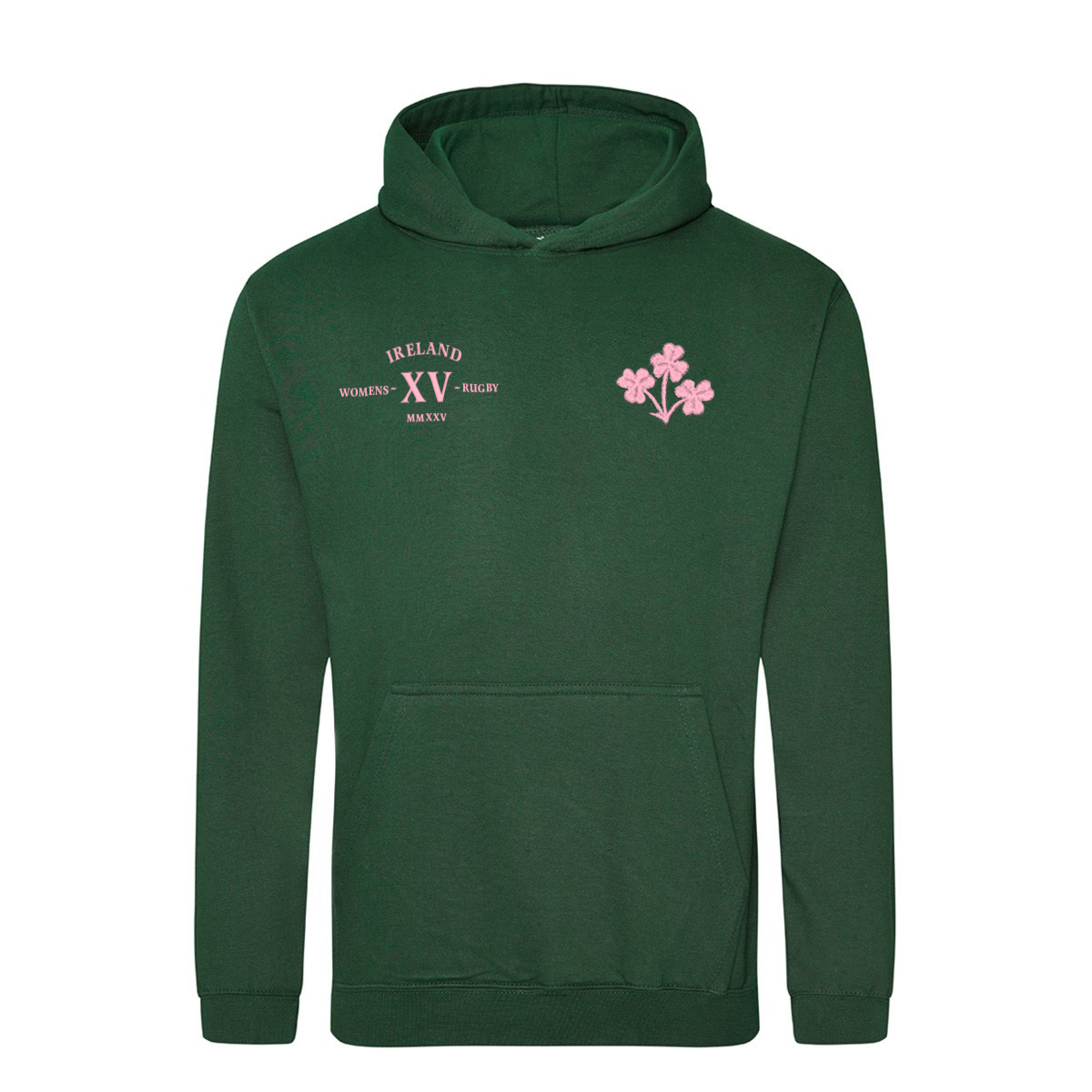 Womens World Cup Ireland Kids Classic Hoodie Bottle Green - Front Womens World Cup Ireland Kids Classic Hoodie Bottle Green - Front