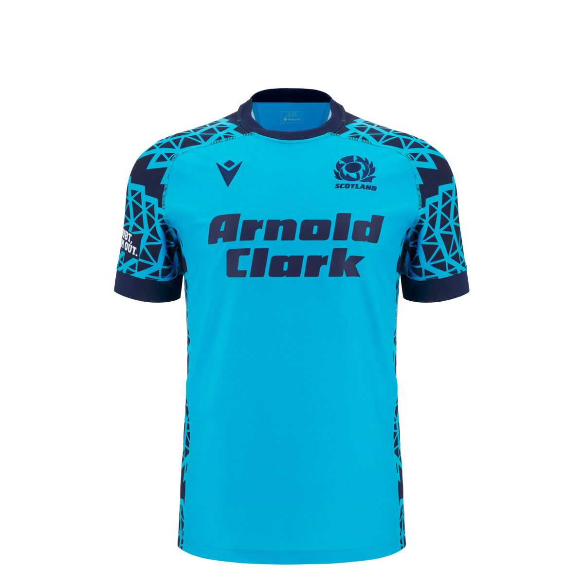 Scotland Junior Training Rugby Shirt 25/26 Neon/Sky - Front Scotland Junior Training Rugby Shirt 25/26 Neon/Sky - Front