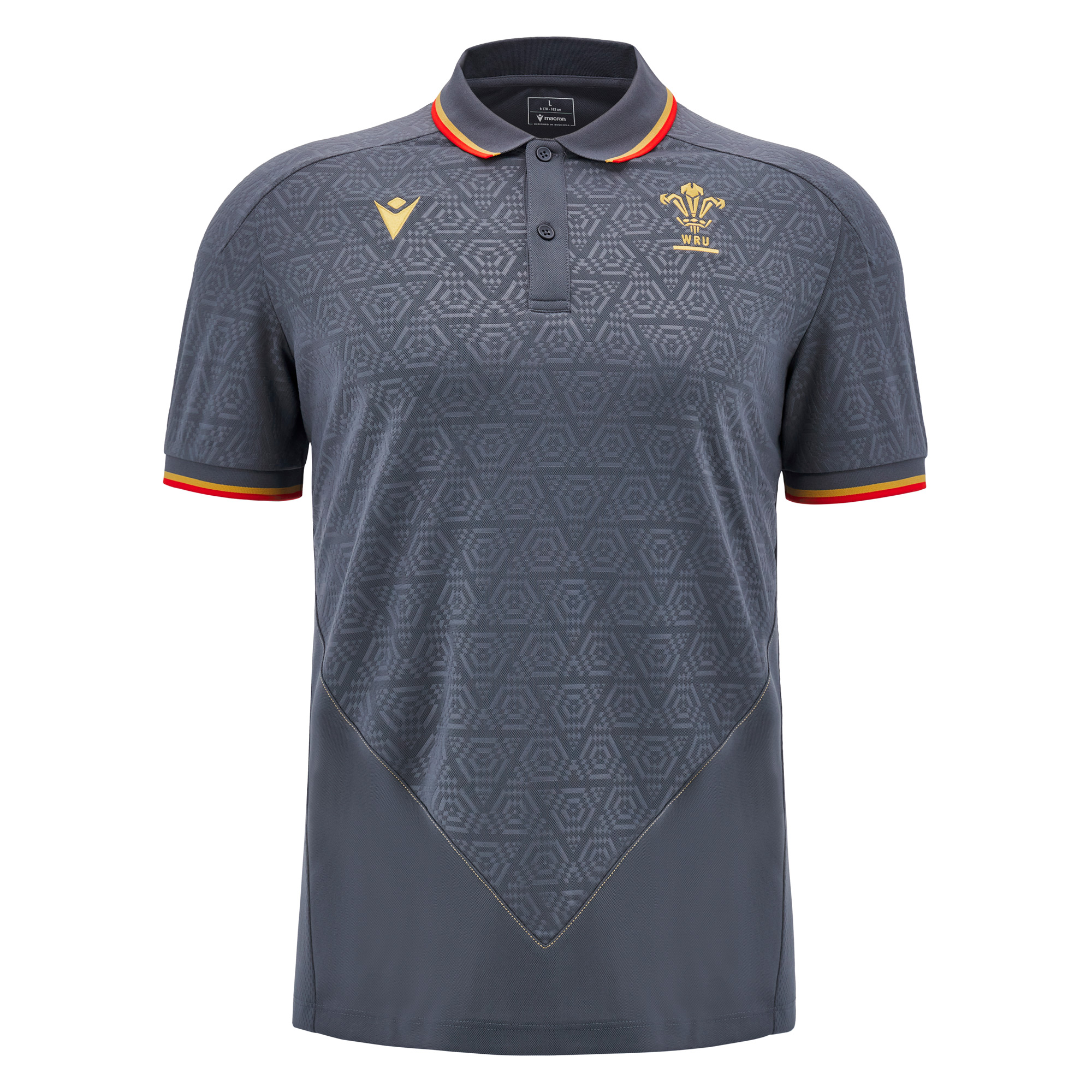 Wales Mens Travel Poly Polo - Grey 2025 - Front Wales Mens Travel Poly Polo - Grey 2025 - Front