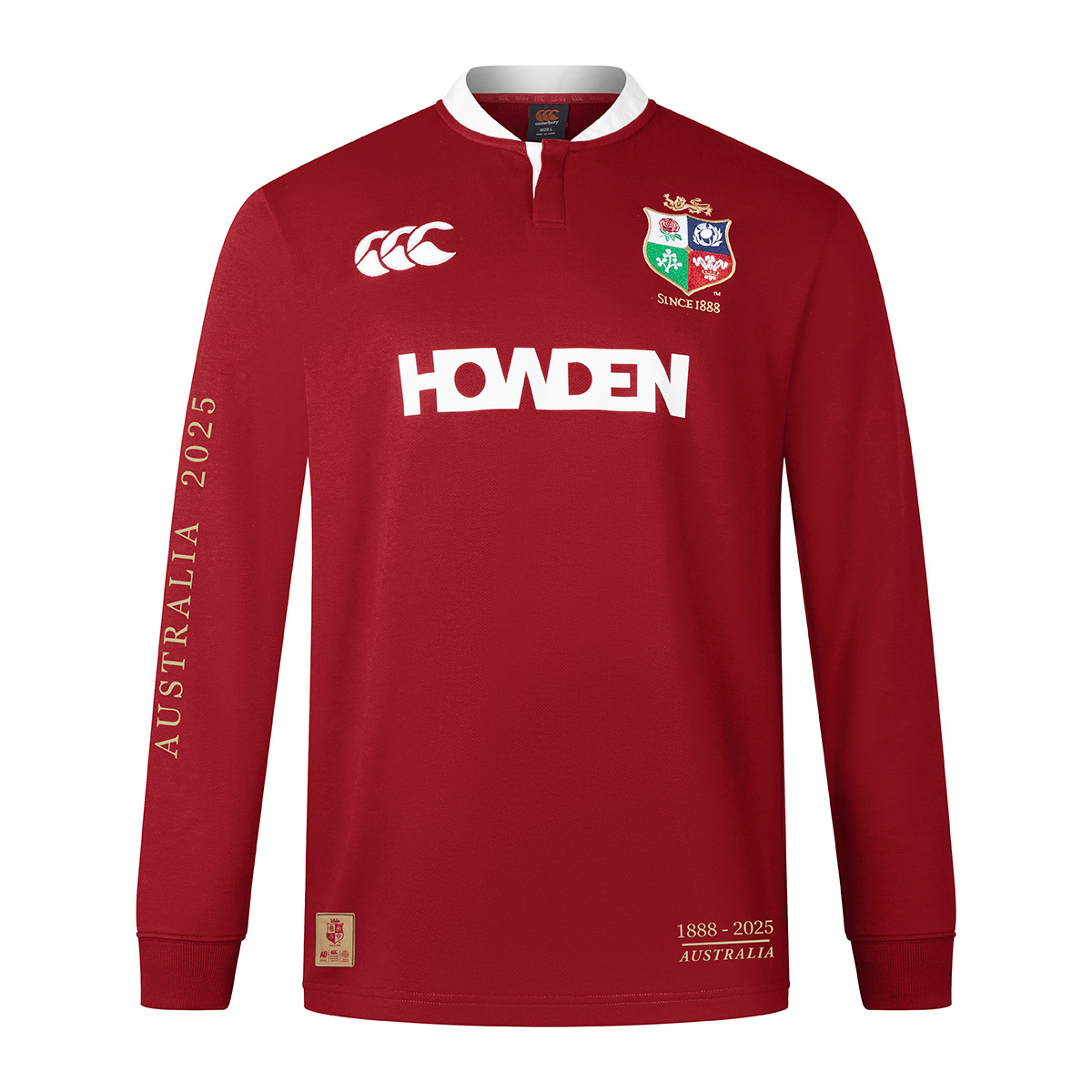 Limited Edition British and Irish Lions Adults Long Sleeve Classic Rugby Shirt Red - Front Limited Edition British and Irish Lions Adults Long Sleeve Classic Rugby Shirt Red - Front