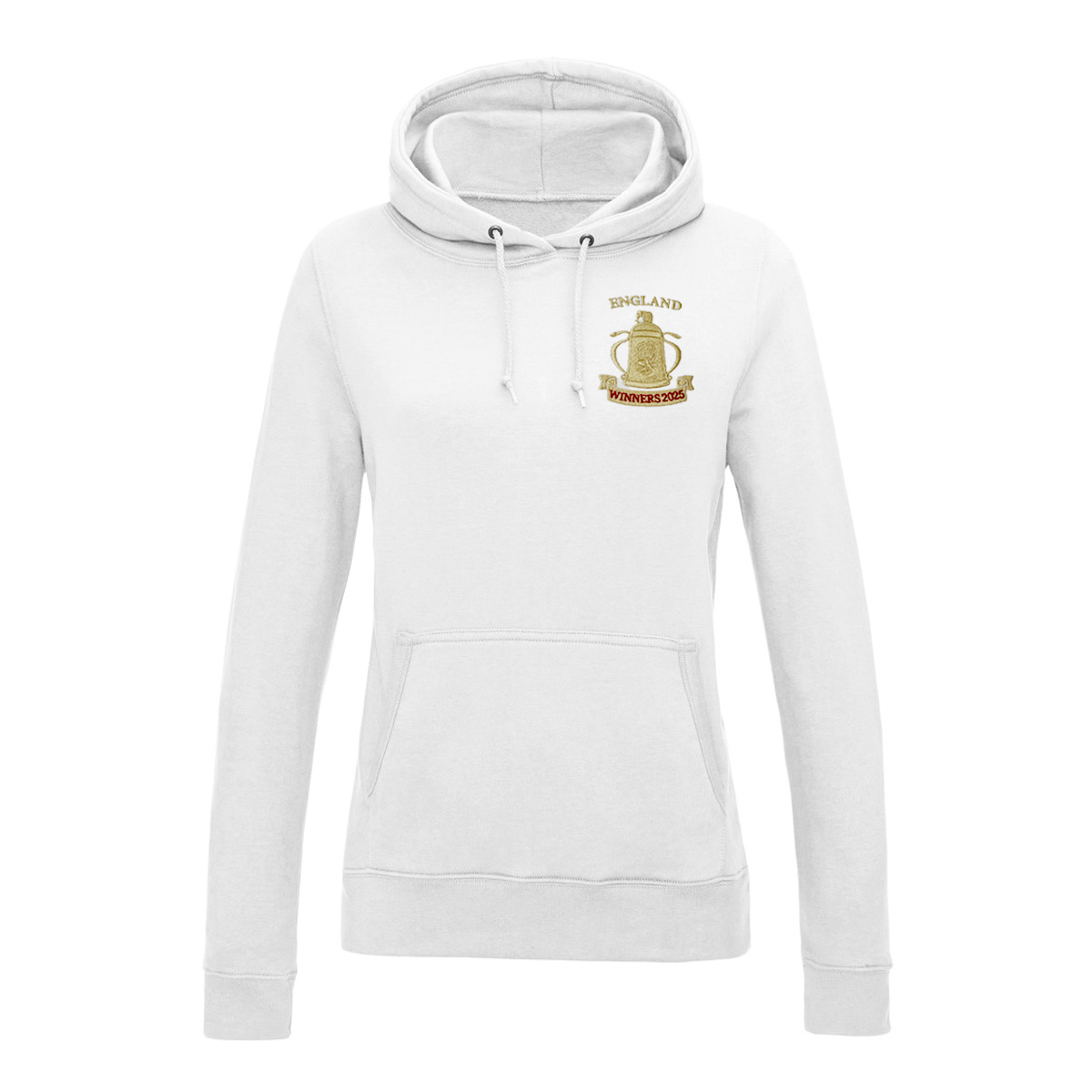 England Womens Cup Winners 2025 Classic Pullover Hoodie White - Front England Womens Cup Winners 2025 Classic Pullover Hoodie White - Front