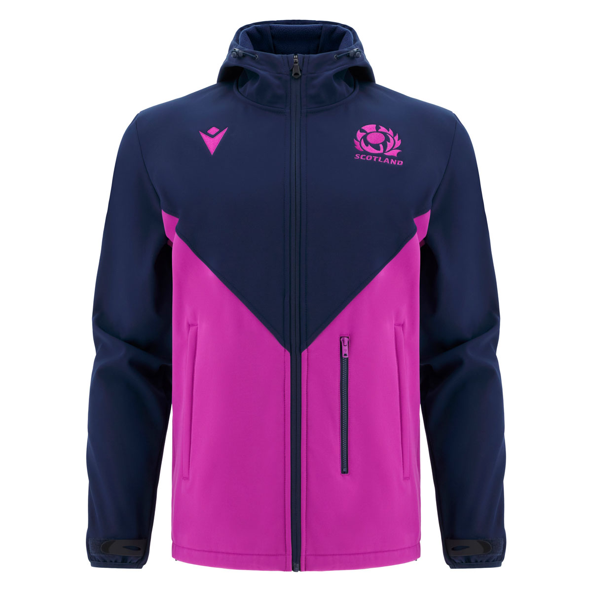 Scotland Mens Softshell Jacket 25/26 Navy/Purple - Front Scotland Mens Softshell Jacket 25/26 Navy/Purple - Front