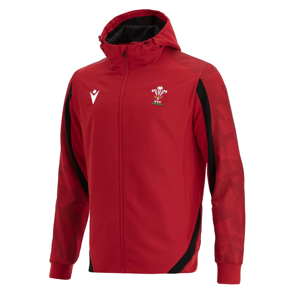 Macron Wales Mens Full Zip Hoodie Red - Front