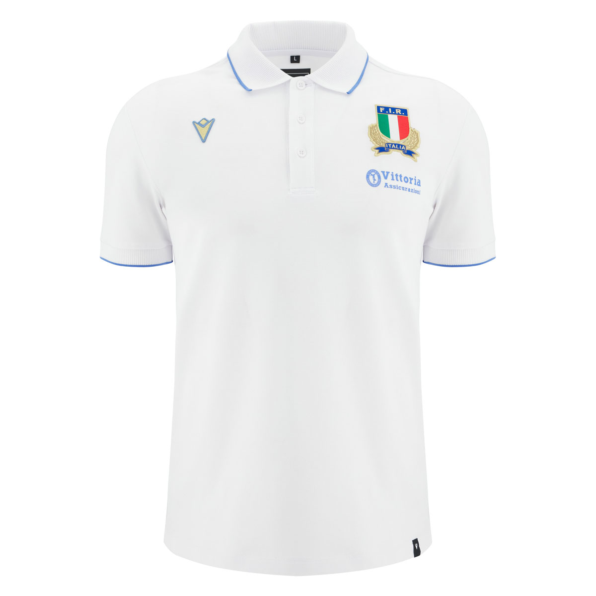 Italy Mens Cotton Players Travel Polo T-Shirt 25/26 White - Front Italy Mens Cotton Players Travel Polo T-Shirt 25/26 White - Front