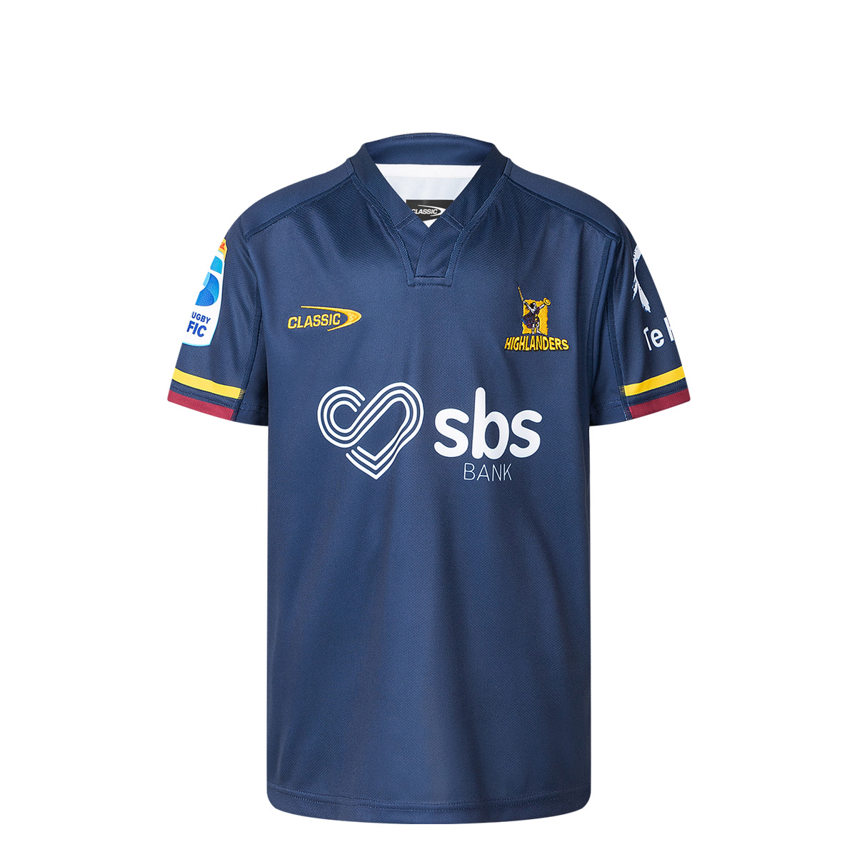 Highlanders Kids Home Rugby Shirt Short Sleeve 2025 - Front Highlanders Kids Home Rugby Shirt Short Sleeve 2025 - Front