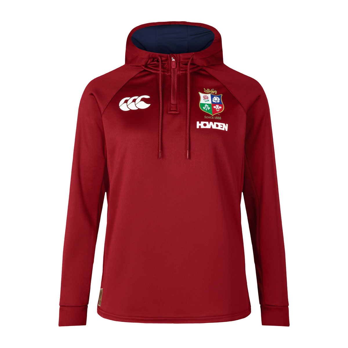 British and Irish Lions Womens 1/4 Zip Hoody Red - Front British and Irish Lions Womens 1/4 Zip Hoody Red - Front